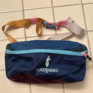 Cotopaxi Blue Waist Pack with Colorful Strap
